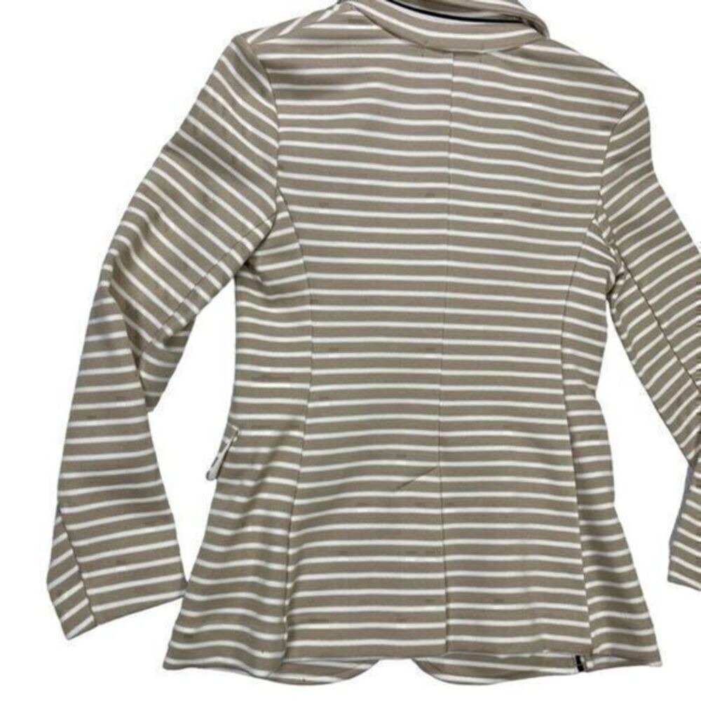 Banana Republic Striped Double Breasted Knit Blazer Women XXS Tan White Chic NWT - Picture 10 of 16